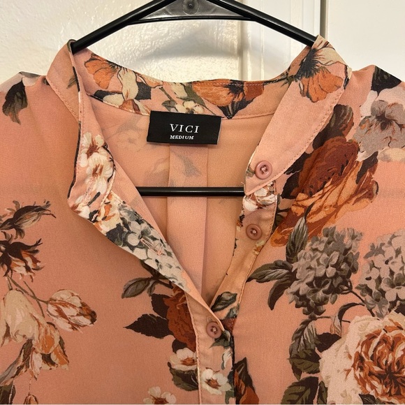 Vici Tan Floral Print Mini Dress Size Medium RN#135773 - Picture 2 of 8